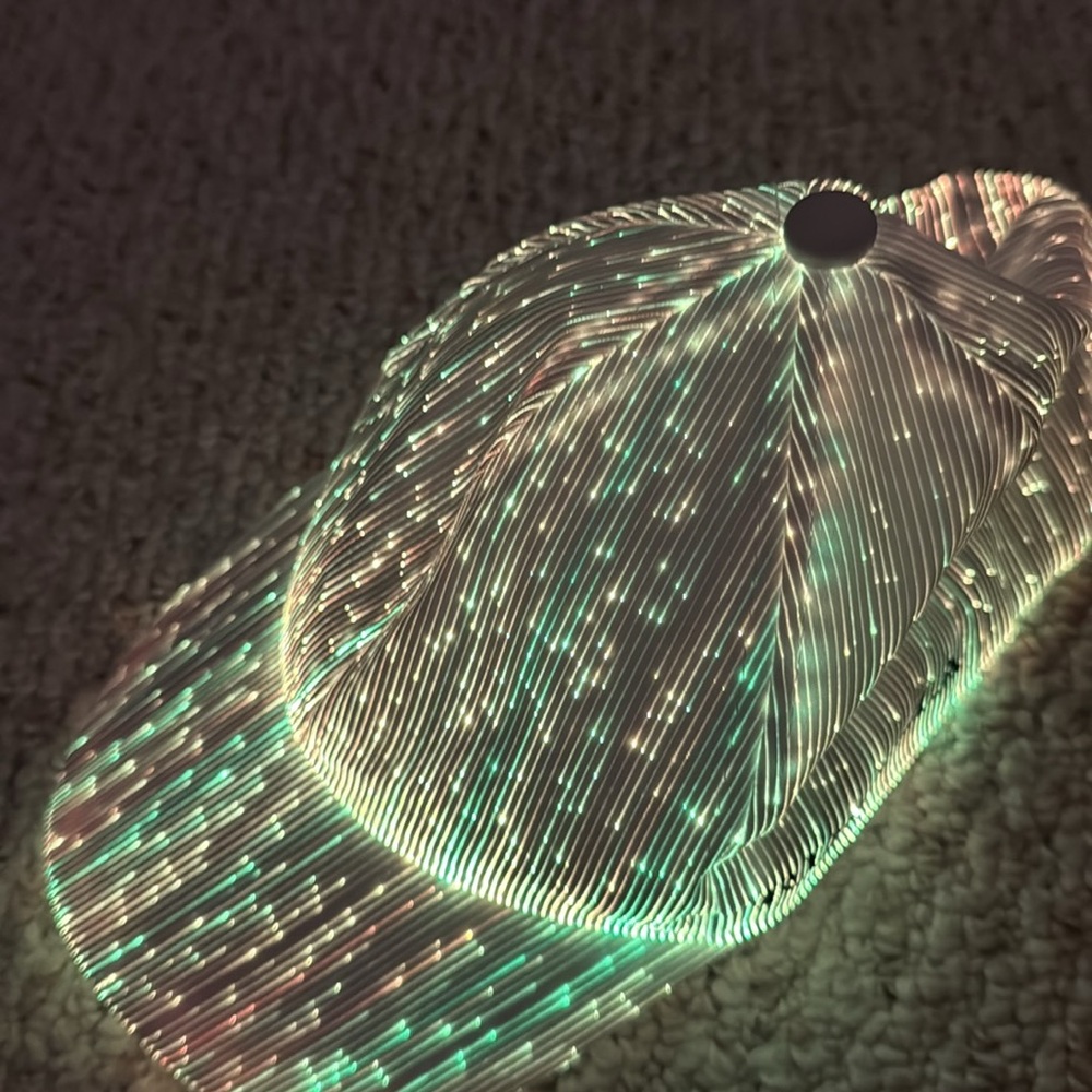 Fiber Optic Cap LED hat 7 Colors Luminous Glowing EDC Baseball Hats USB white - Picture 5 of 17